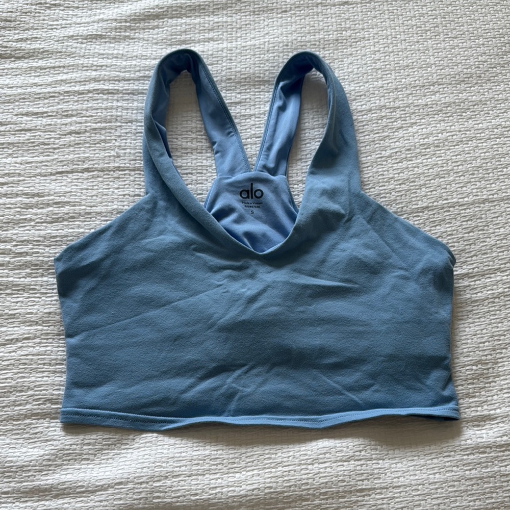 ALO Yoga Blue Racerback Sports Bra Moisture-Wicking